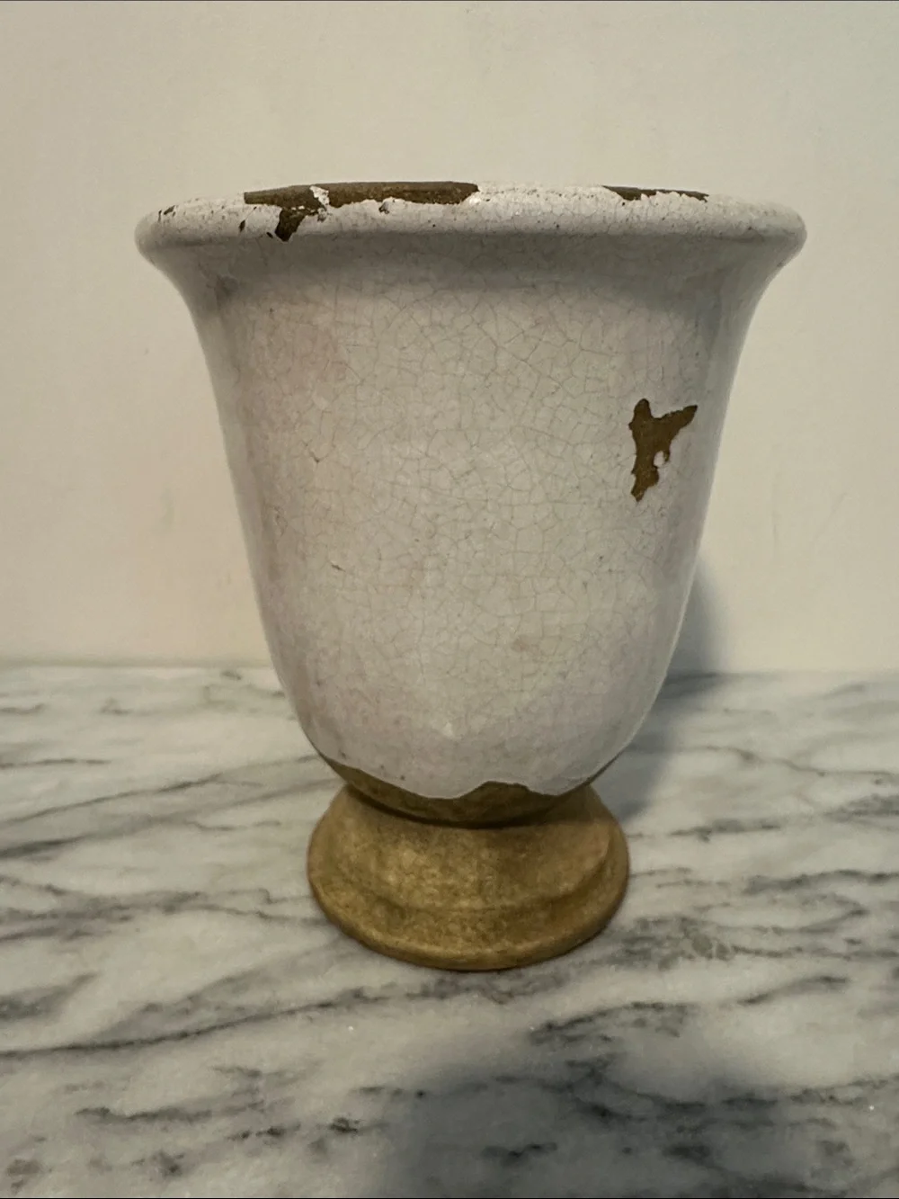 Pottery Barn Tuscan cache pot Crackle Glaze off White Ceramic Urn distressed